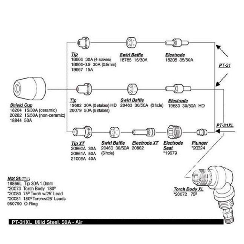 100pcs Plasma Cutting Torch Consumable Cutting Extended Long Plasma Cutter Kit 40A PT31 Plasma Torch Tip Electrode Nozzle