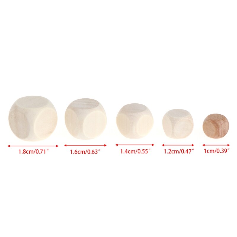 10 stuks 6 blanco houten dobbelstenen voor feestjes, familie, doe-het-zelf, spelletjes, printen, graveren, kinderspeelgoed 62kf