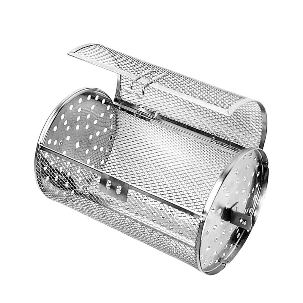 Grill Roaster Drum Stainless Steel 360 Rotating BBQ Baking Roaster Drum Rotisserie Grill Tool Oven Basket For Roasting Baking