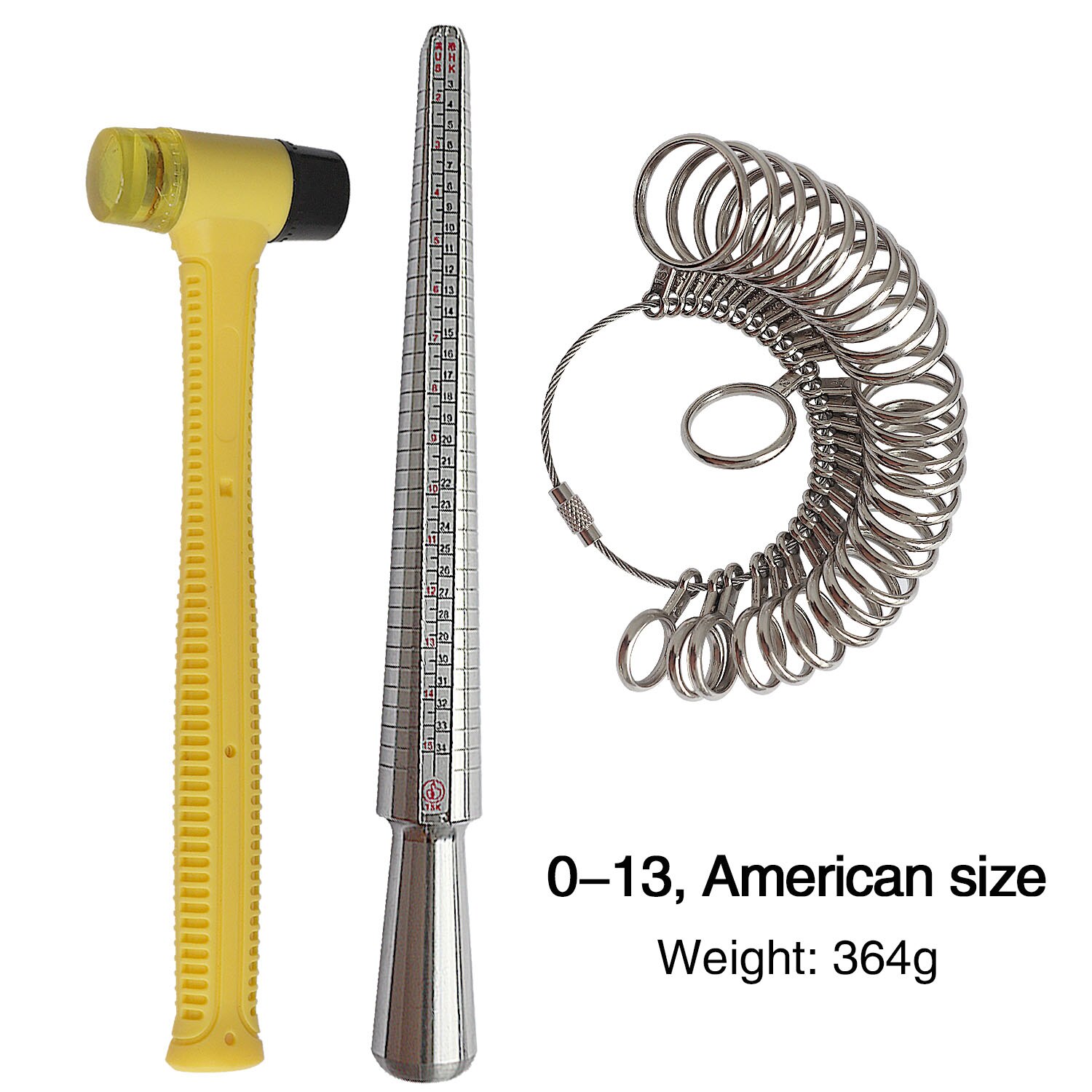 Ring Sizer Measurement Tool Set US, UK,Hong Kong, Japan and Europe Measuring Finger Circumference Measure Finger Size DIY Hammer: 0-13 US Size