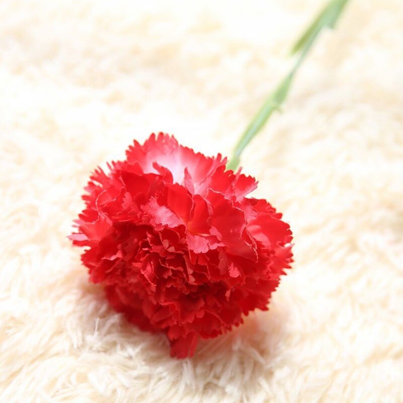 Enkele Tak 1 Head Kunstbloemen Zijde Anjer Rode Nep Bloemen Tak Home Decor Moeder \ 'S Dag Leraren \ 'Dag: Rose Red