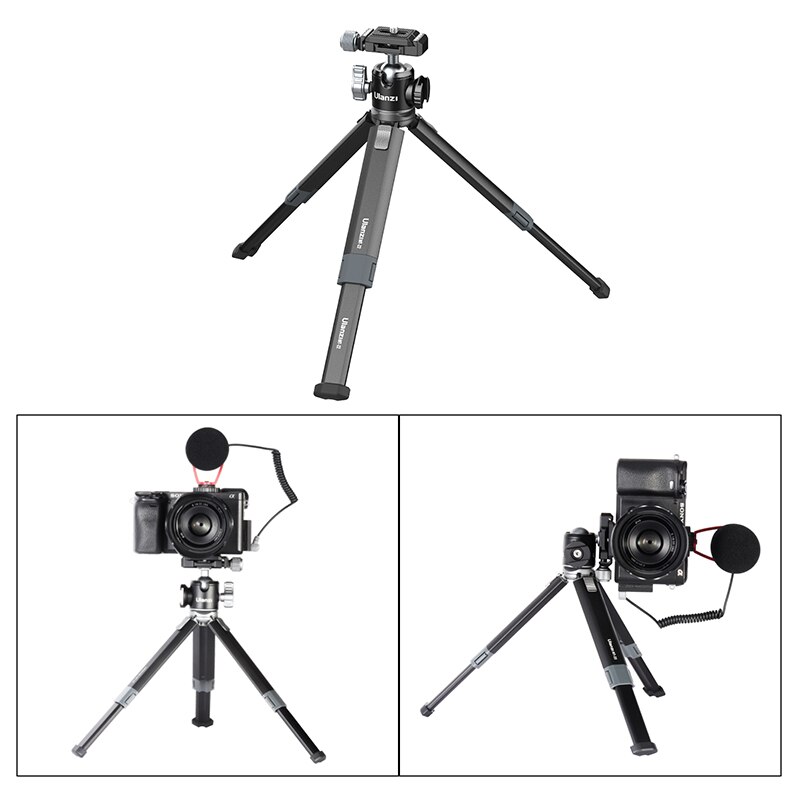 Ulanzi MT-24 U-80L Metal Table Tripod with Cold Shoe Microphone LED Light Extend Vlog Tripod for DSLR SLR Camera Phone Tripod