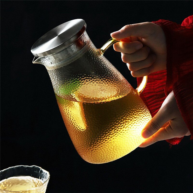 Transparent Glass Cup Teapot Coffee Juice Lemonade Jug Flower Tea Pot /Cold Water Pitcher Heat-proof Transparent Glass Teapot