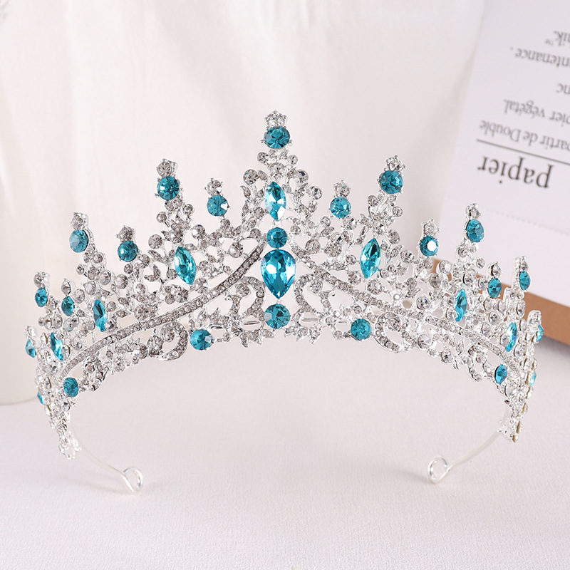Tiaras nupciales de cristal de ópalo de Reina de princesa barroca, coronas, tocados elegantes de lujo, diadema, vestido de pelo de boda, accesorios de joyería: Chapado en platino