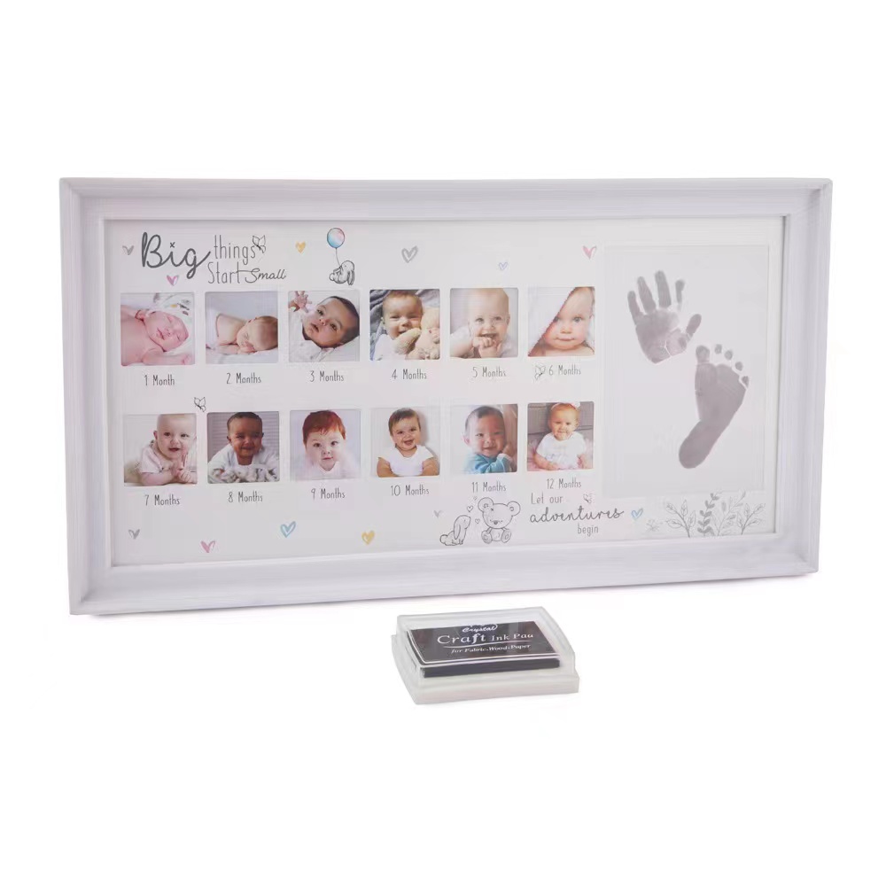 Ma Première Année Cadre Photo Bébé BRICOLAGE Handprint Empreinte 12 Mois Cadre Photo Garçon Fille Mes 1 An Artisanat D&#39;encre Enfants Cadre Photo