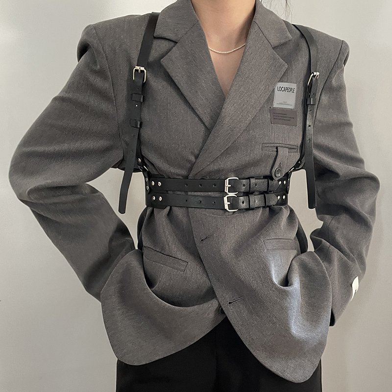 Arnés de cuero de para mujer, cinturón con tachuelas, decoración decorativa, correas de arnés, tirantes para mujer, accesorios de ropa gótica: Verde