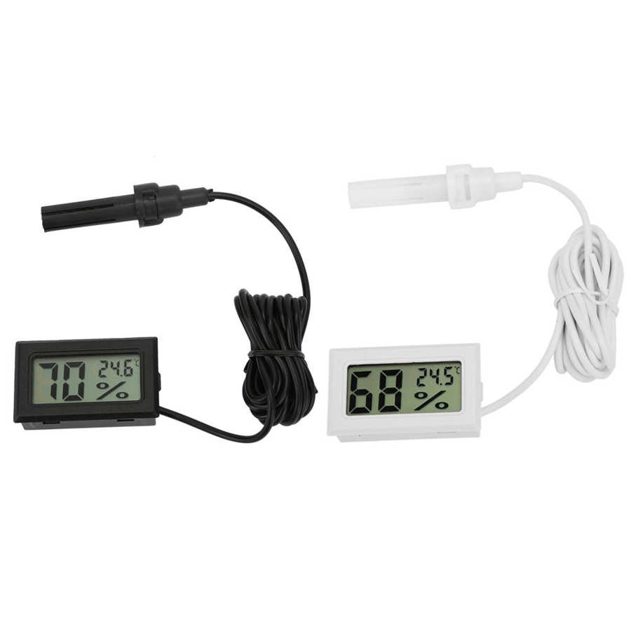 High Mini LCD Humidity Thermometer with Probe 1 5m Line DC 1 5V