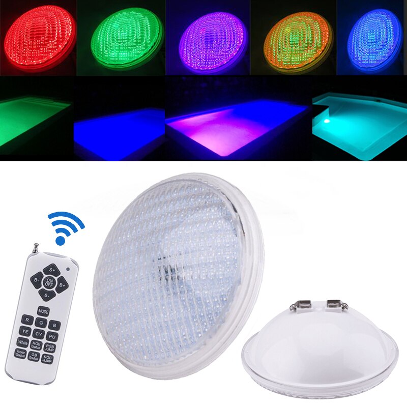 LED Underwater Swimming Pool Night Lights Pond Outdoor Lighting Lamps 12V PAR56 RGB Spotlight Warm Cool White Blue Waterproof: RGB with remote / 15W