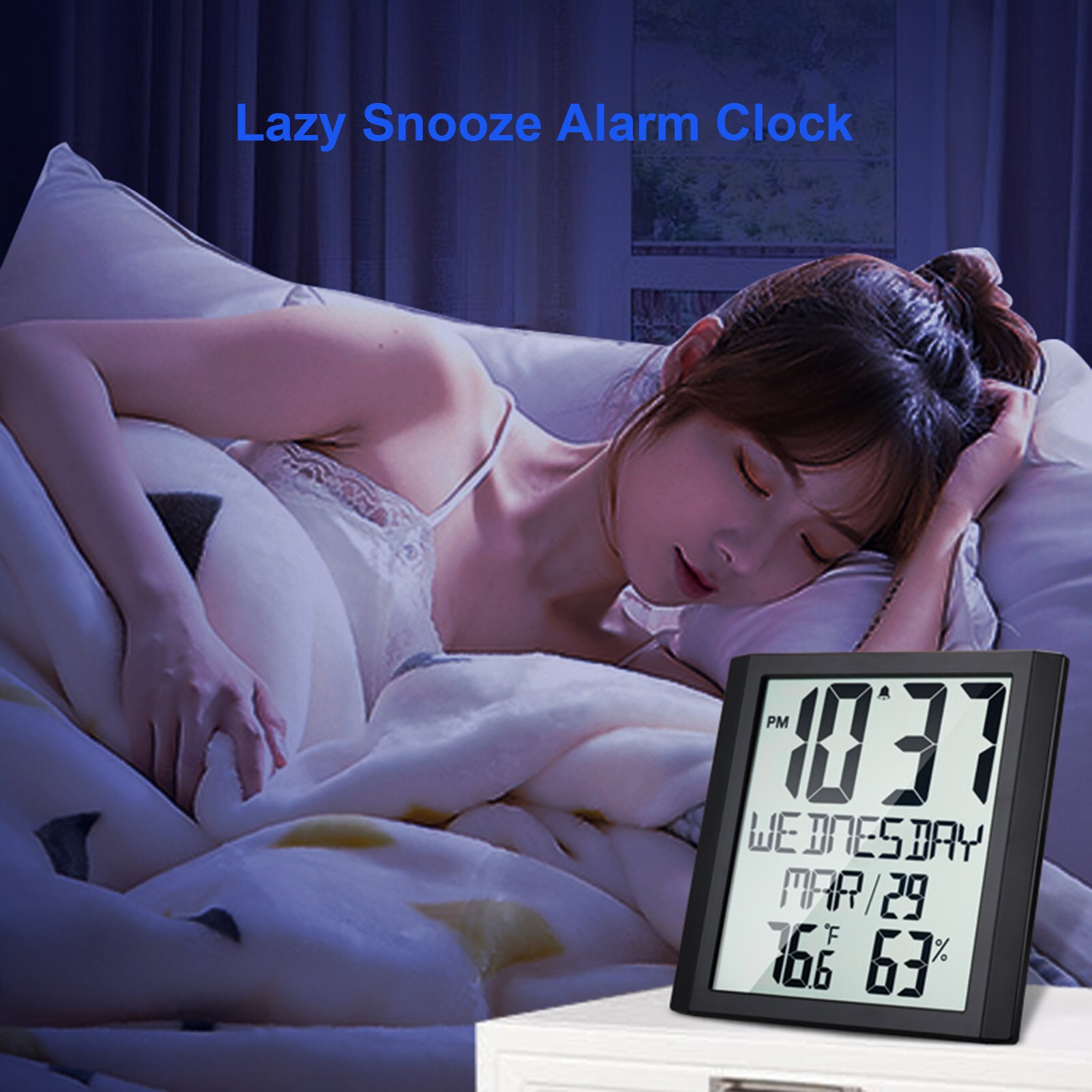 Digital Clock Temperature Humidity Meter Calendar Display Desktop Table Clock Mute Snooze Mode Alarm Clock Wall Clocks