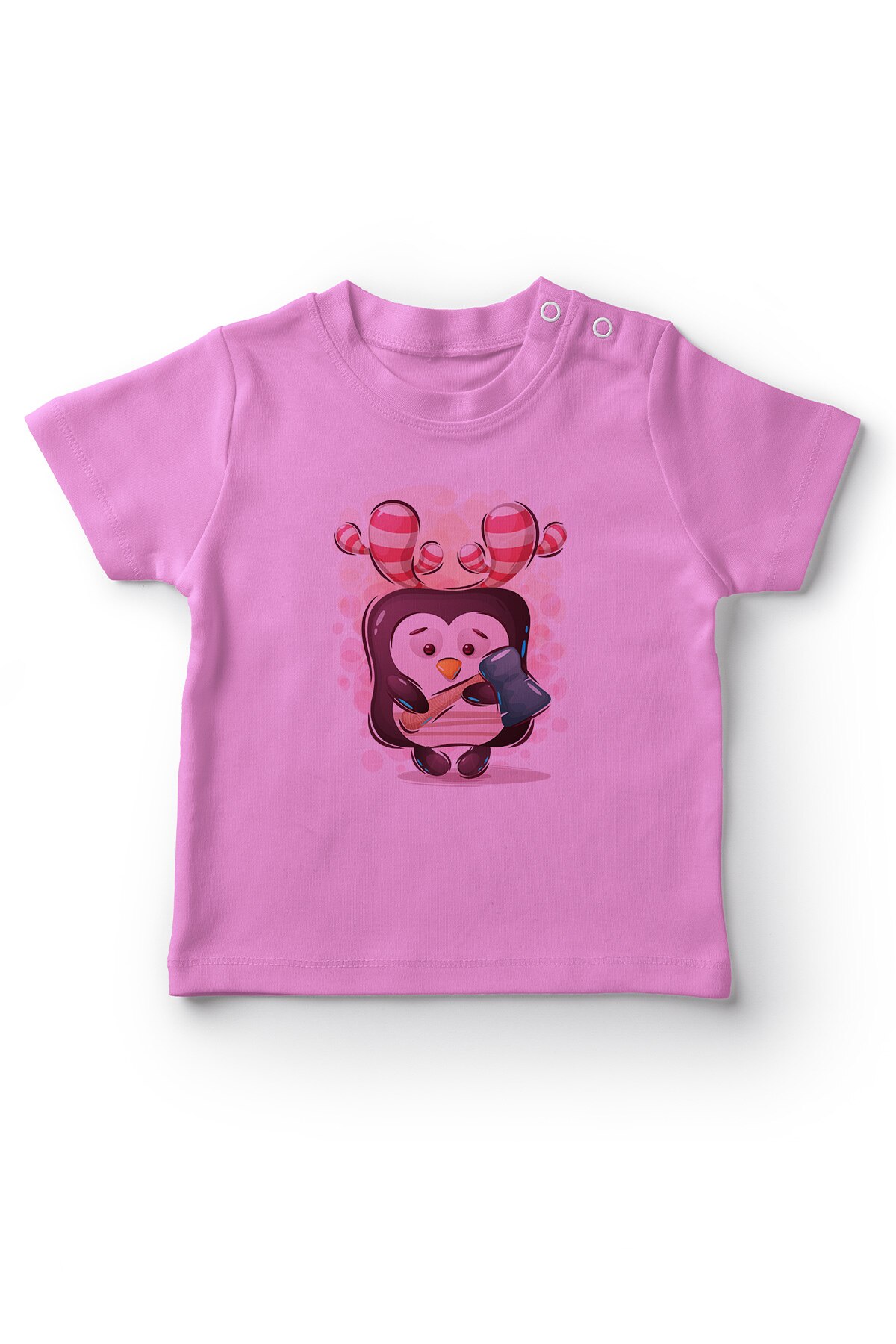 Angemiel Del bambino Della Caramella unicorno pinguino Del bambino Della Ragazza T-camicia Rosa