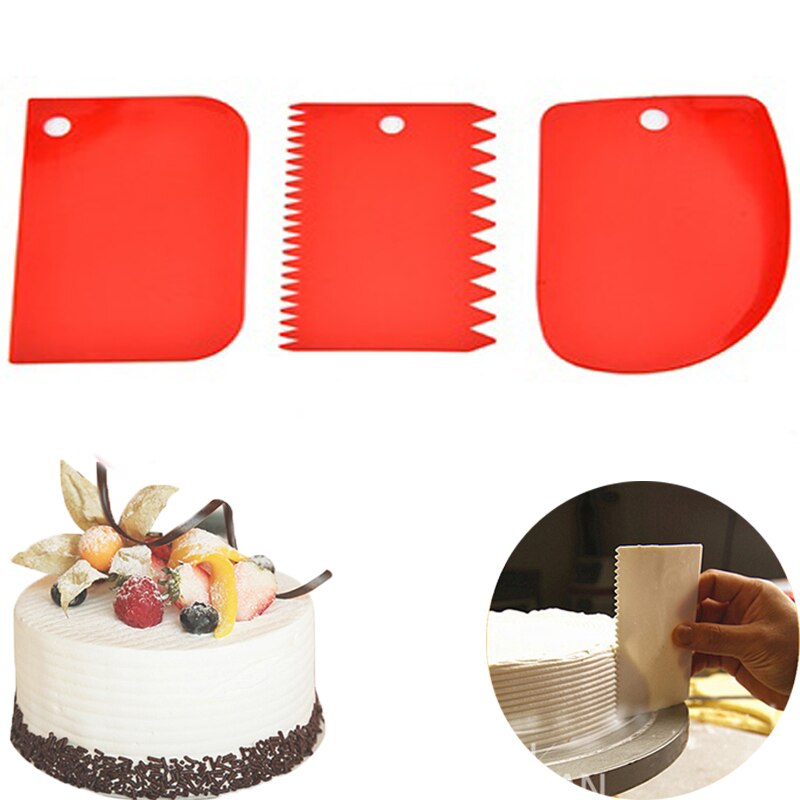 3 stk sæt dej kageskærer skiver spatel til kage creme skraber kage blad silikone spatel til kage konditori