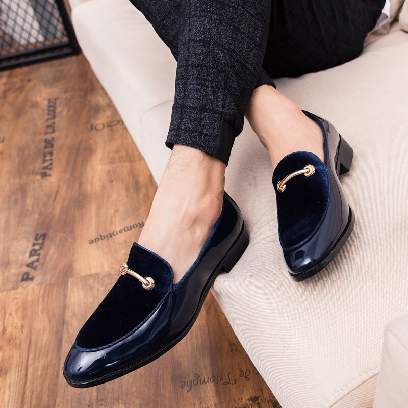 Fixsys män metall spänne klänning loafers manlig spetsig klänning oxfords andas man slip on bröllopsfest skor