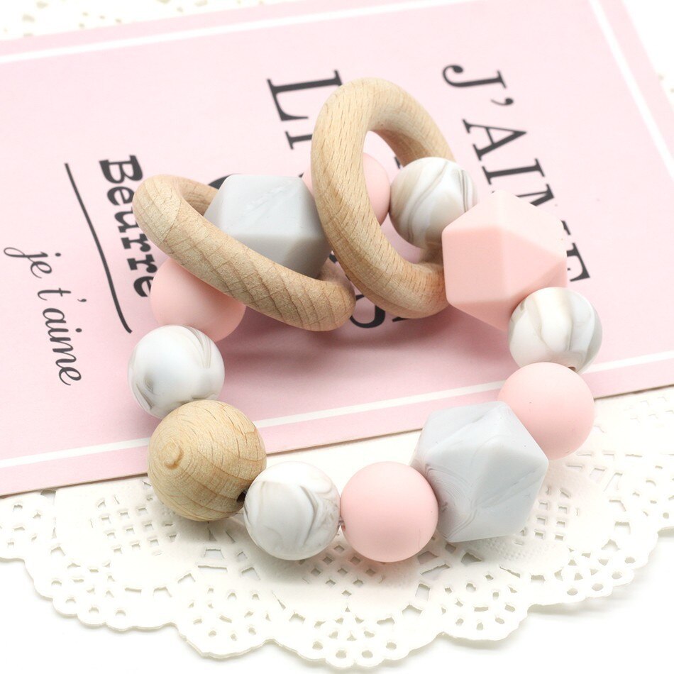 Bebé broches para chupete de silicona y madera de haya bebé chupete Clips de madera clip para chupete recién nacido juguete: Púrpura