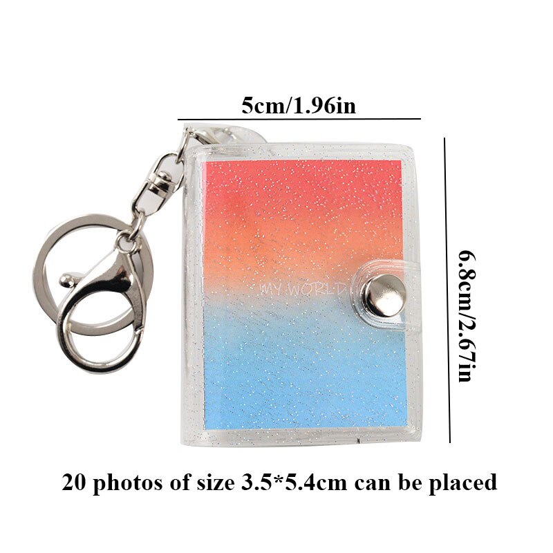 1/2 Inch Photo Album Mini Photo Album with key chain photo Storage Book Mini Retro Photo Album PVC Transparent Shiny Photo Album