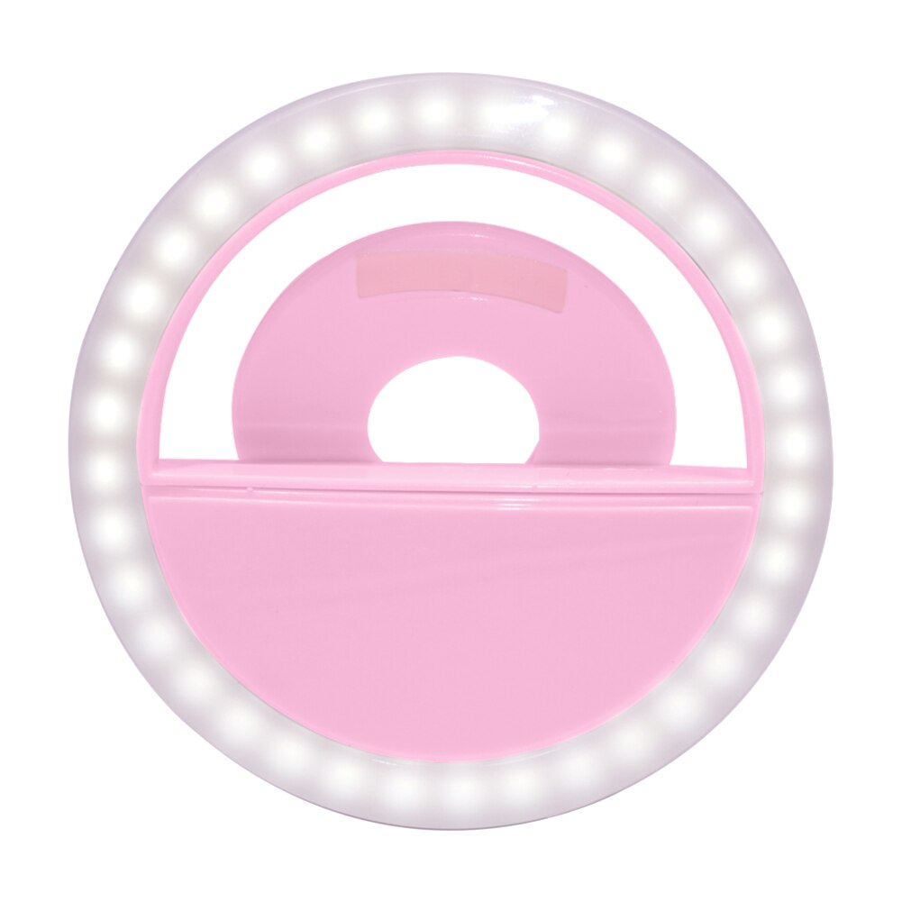 LED Lamps Selfie Studio Ring Light Macro Flash Light for Mobile Phone Camera Live Show Video Photography Supplementary Lighting: Pink