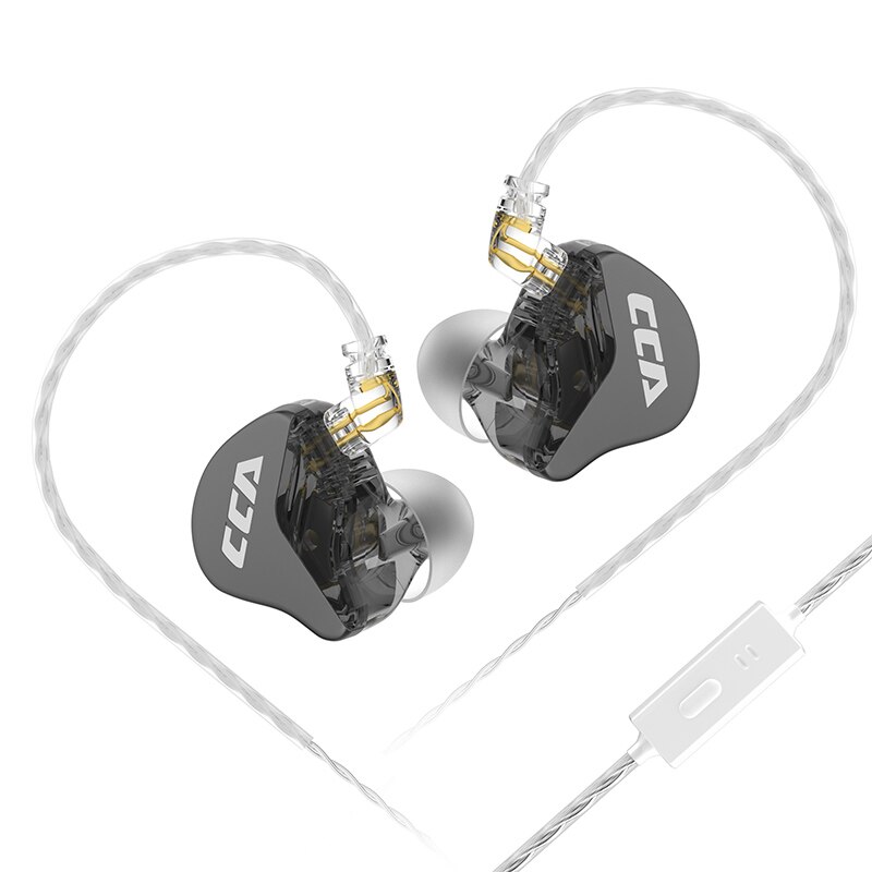 CCA CRA Hanging In Ear Wired HiFi Headset Monitor Headphones Noice Cancelling Sport Gamer Earbuds Earphones KZ ZEX Pro NRA CA4: WHITE