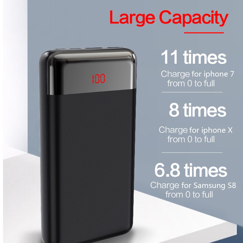 30000 mah power bank 3 input hurtig oplader 30000 mah powerbank til iphone bærbar ekstern batterioplader til xiaomi mi