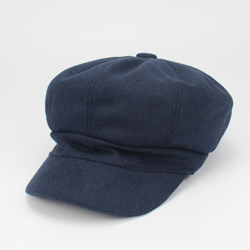 Retro vinter kvinnlig basker duckbill murgröna keps kvinna flicka platt cabbie newsboy varm hatt svart / vin konstnär bomull kvinnor hatt: D