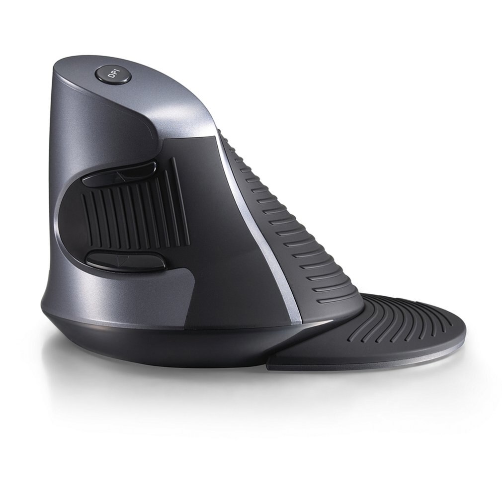 Delux  m618gx draadloze gamemuis met 6 knoppen, 1600 dpi, ergonomische verticale computermuis met rubberen beschermhoes voor pc en laptop.