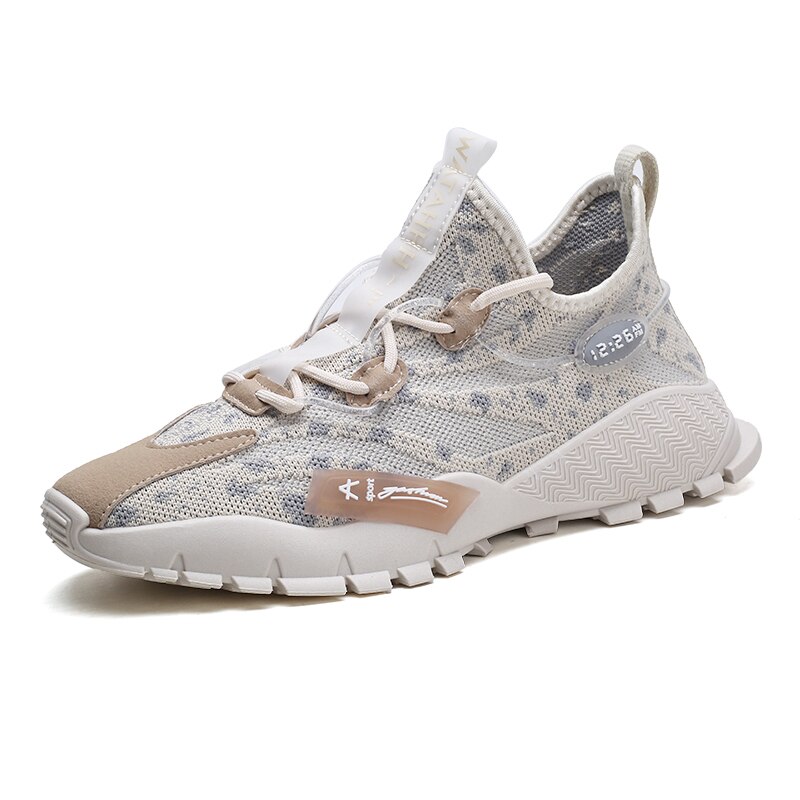 Sportssko mænds fritidssko til mænd sneakers holdbare ydersål træner zapatillas deportivas hombre sportssko: Beige / 7.5