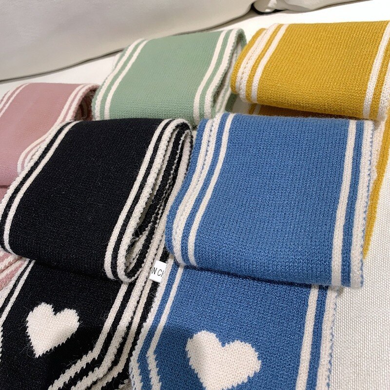 Forår strik uld kvinde tørklæde kærlig hjerte ren farve halstørklæde bufanda mujer hår tørklæde 95-9.5cm dame tørklæder hovedbeklædning