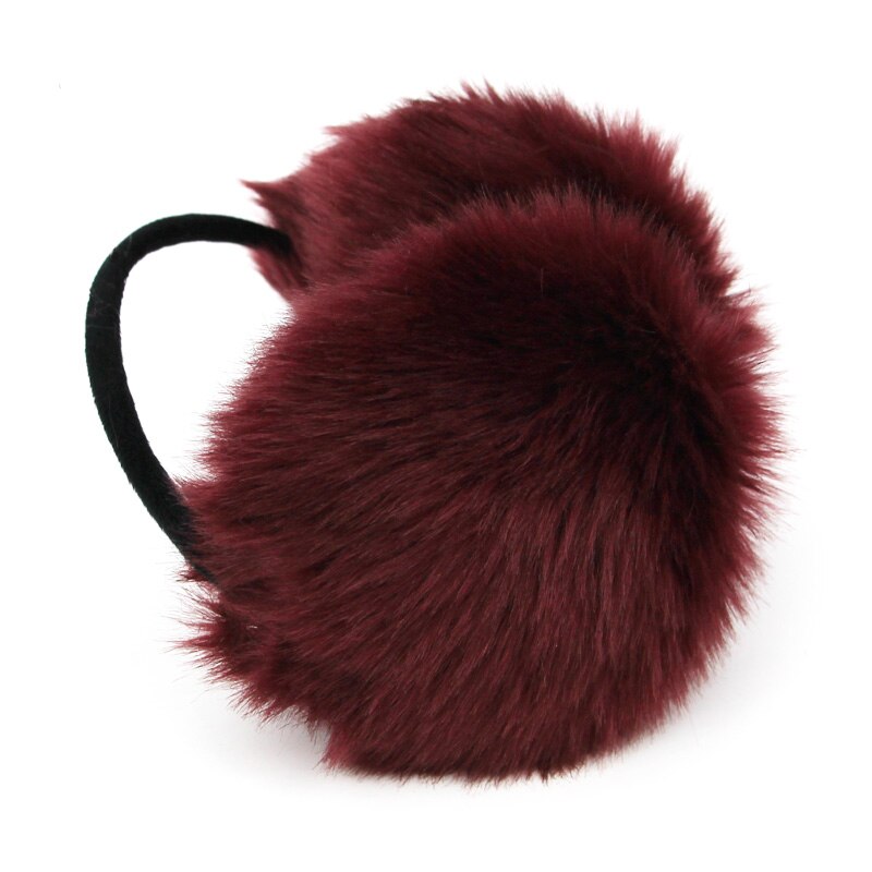 Plush Female Winter Earmuff Warm Lovers Ear Warmer Plush Plain Teenage Student Mother Girl Ear Muffs: Redwine