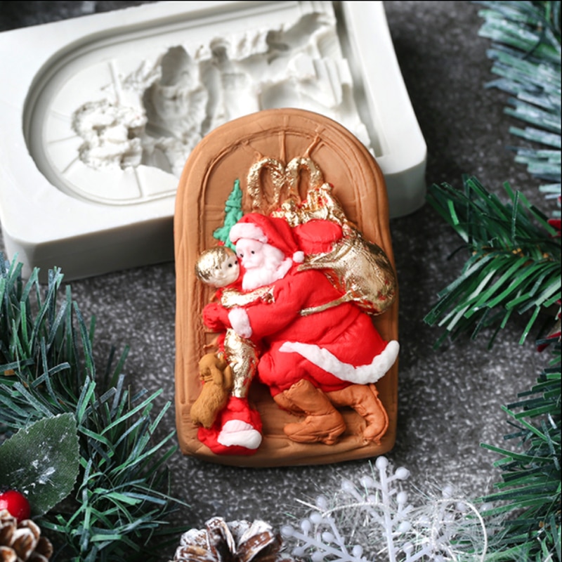 Christmas Santa Claus Molds Fondant Cakes Decor Tools Silicone Molds Sugarcraft Chocolate Baking Tools For Cakes Gumpaste Form