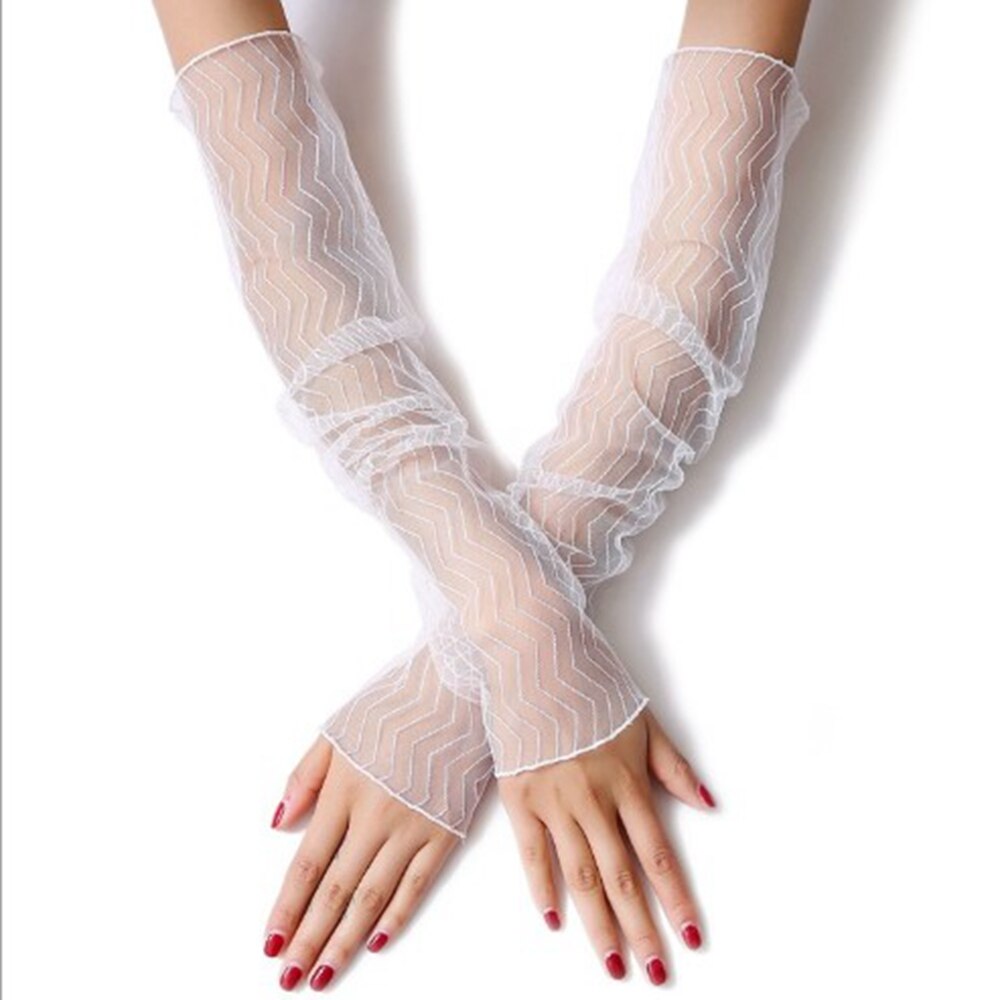 Gants de conduite à manches longues en dentelle pour femmes, Protection solaire, respirants, à la , demi-doigt, chaussettes en gaze: 6