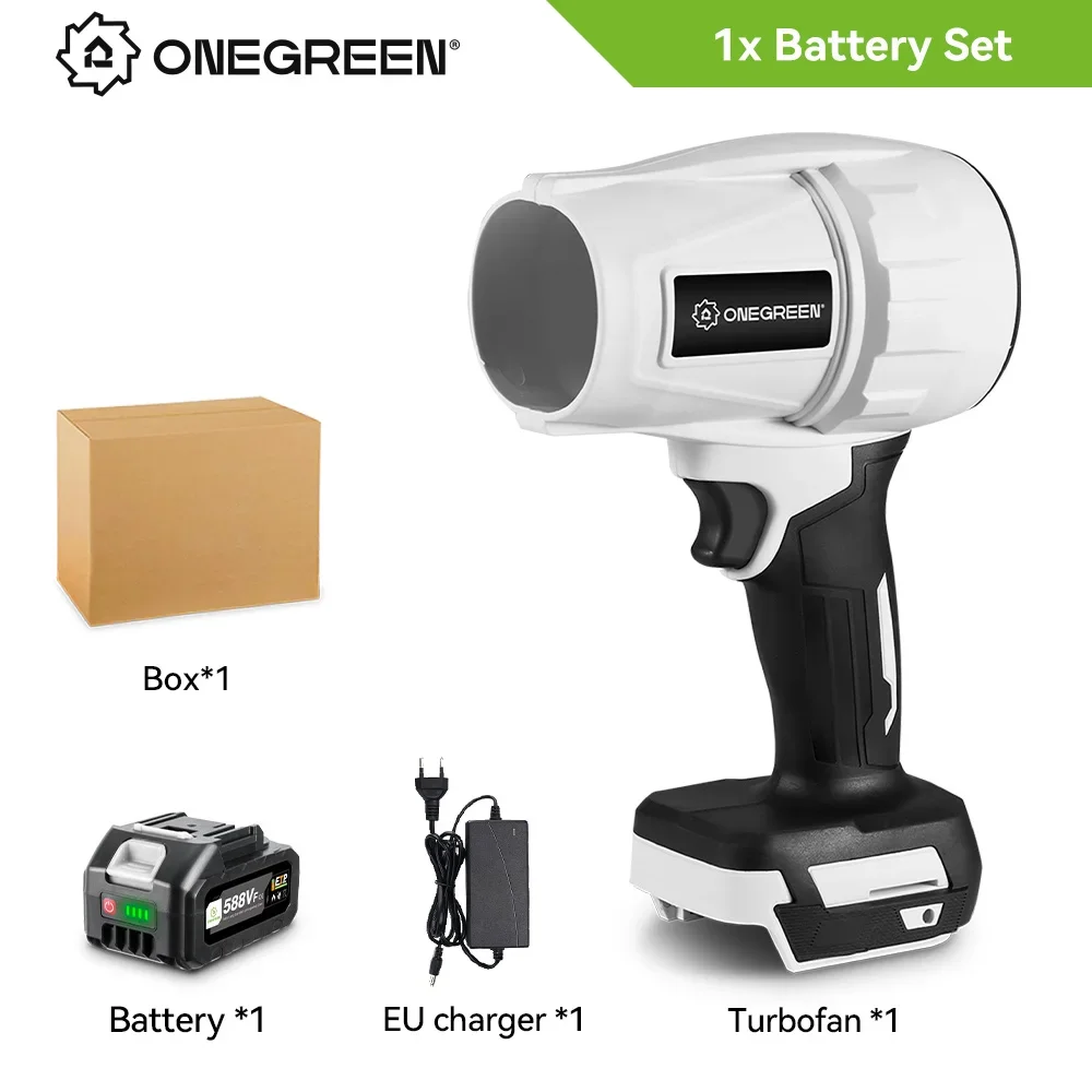 ONEGREEN 2000 W elektrischer Turbogebläse, Strahlventilator, 200 m/s, Handluftgebläse, heftiges Blaswerkzeug für 21 V 18 V Batterie: Gold