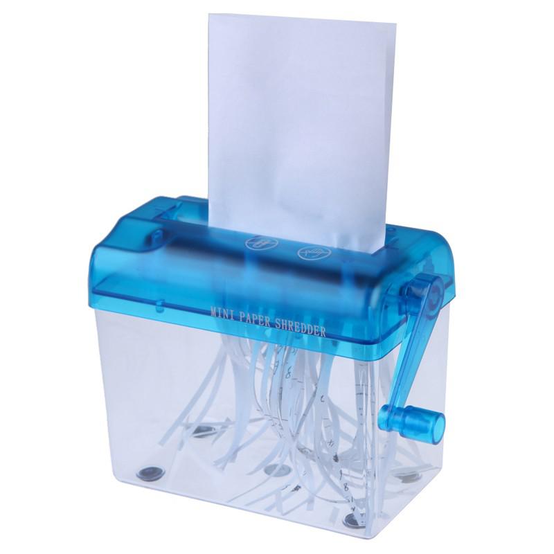 A6 Mini Hand Crank Blauw Shredder Crusher Destroyer Papieren Documenten Snijmachine-Scll Office Home Handleiding Papiervernietiger