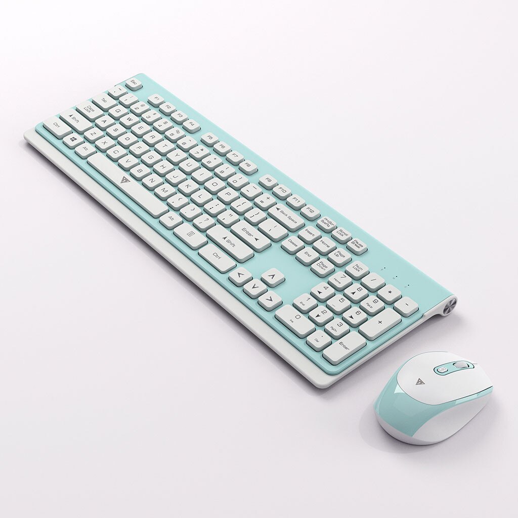 Wireless Keyboard And Mouse Combination LED Backlights Home Office Ultra Thin Wireless Acrylic Keyboard And Mouse Combination: Green 