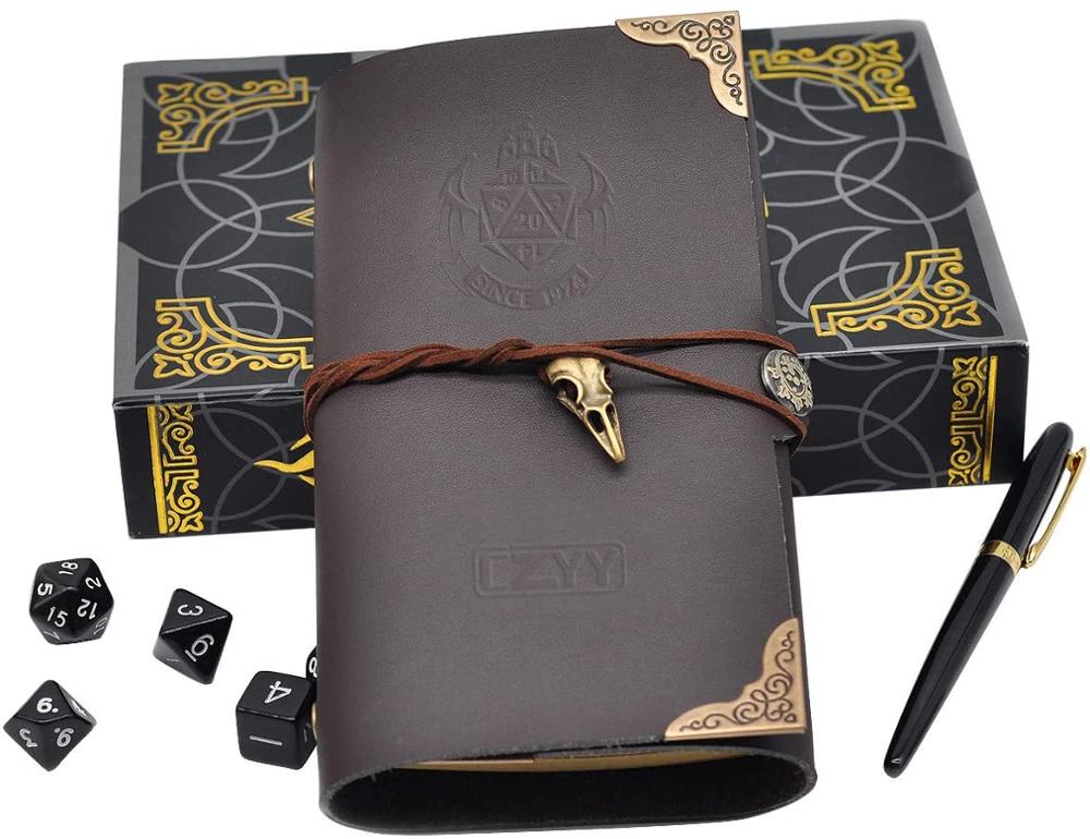 D&D Campaign Journal A6 Notebook with Embossed PU Leather Cover and 80 Blank Pages Great RPG Notepad for GM & Player