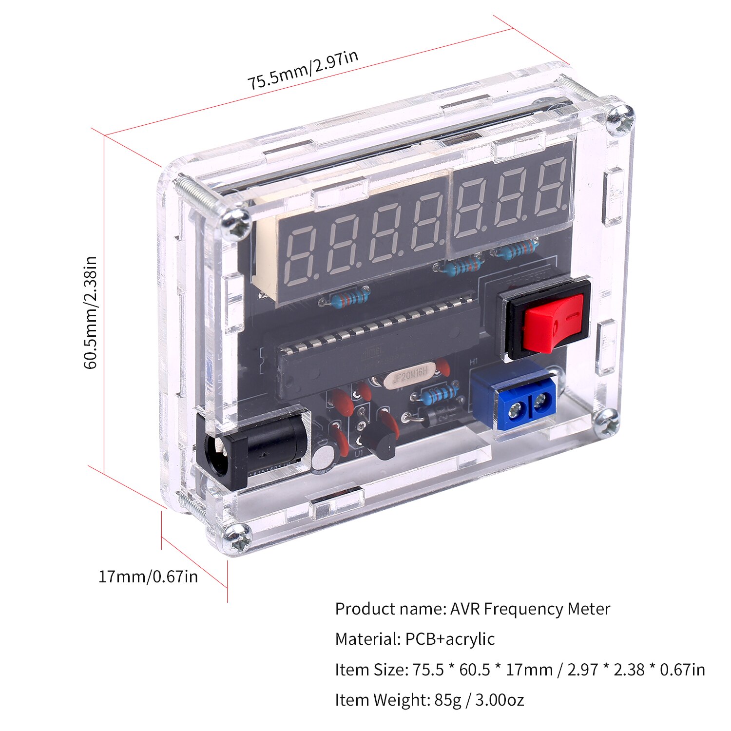 10MHz Frequency Meter DIY Kit Frequency Counter AVR Frequency with Shell Counter Cymometer Frequency Measurement 0.000 001Hz