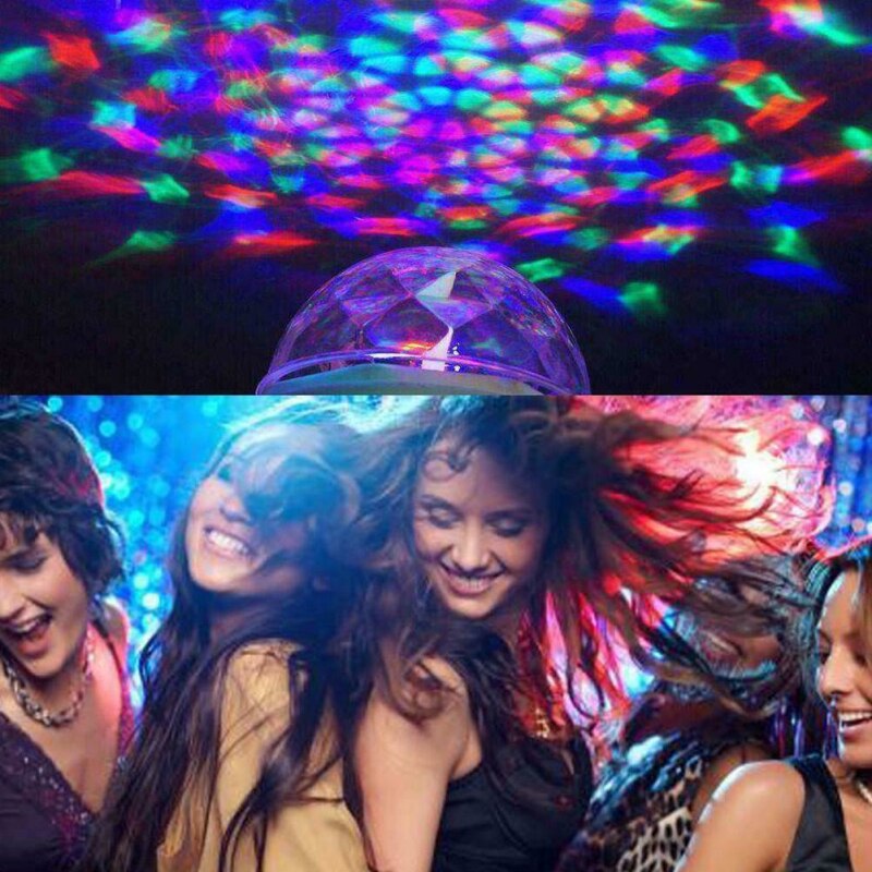 E27 RGB LED Bulbs Funny Crystal Ball Auto Rotating LED Stage Light Bulb Disco Lights Party Lamp Stage Lights Wedding Decro