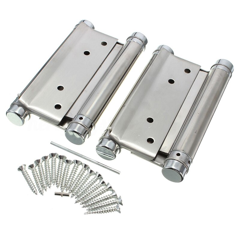 1 paar Cafe Saloon Tür Schaukel Selbst Schließen Doppel Aktion Frühling Scharnier Silber, 3 zoll/76mm