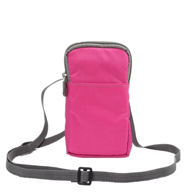 Universal Sports Wallet Mobile Phone Bag For iPhone Huawei Xiaomi Samsung Pocket Bag Outdoor Phone Shoulder Bag Holster: Rose