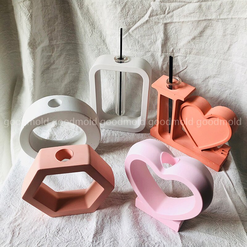 Hydroponic Plant Test Tube Silicone Mold Geometric Water Propagation Plant Vase Vessel Mold Aroma Plaster Test Tube Home Decor