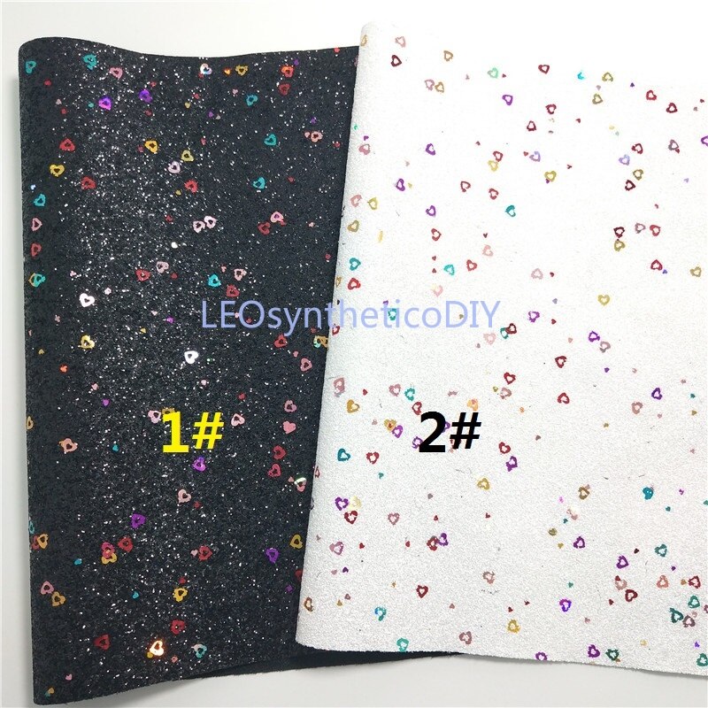 1pc 21 x 29cm glitterstof, glitterleer met hartjes, glitterleervellen voor het maken van strikken leosyntheticodiy  t298c