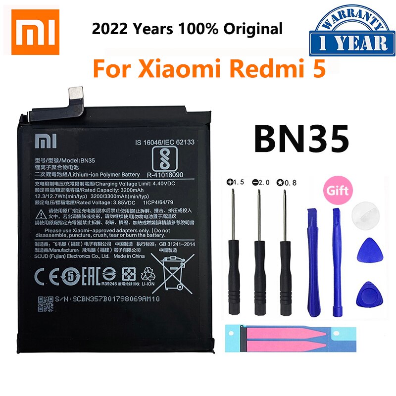 100% oryginalny Xiao mi BN35 3300mAh baterii dla Xiaomi Redmi 5 Redmi5 czerwony mi5 wysokiej jakości telefon wymiana baterii