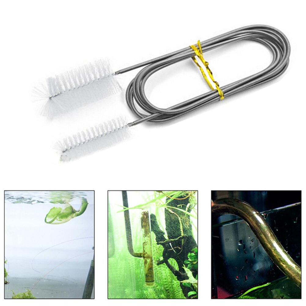 Cepillo de limpieza de tuberías de Acuario, tubo de aire Flexible, manguera de doble extremo, herramienta de limpieza de filtro de agua de tanque de peces, herramienta de lavado de nailon, 155cm