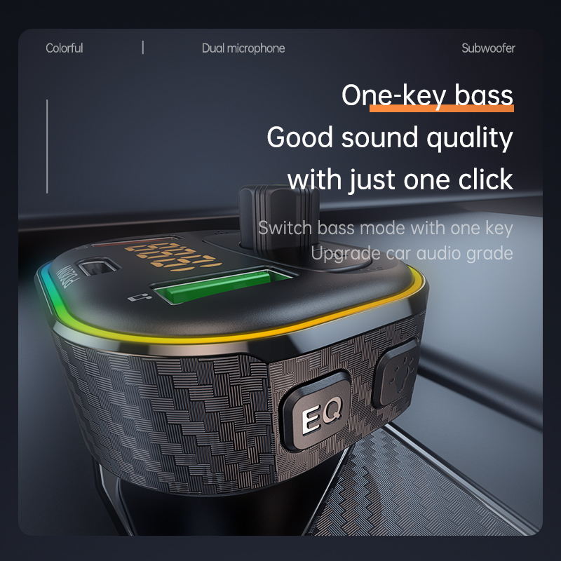 2022 Upgraded Bluetooth FM Transmitter for Car Adapter, Stronger Microphone &amp; EQ Sound Bluetooth Radio Transmitter Car Adapter