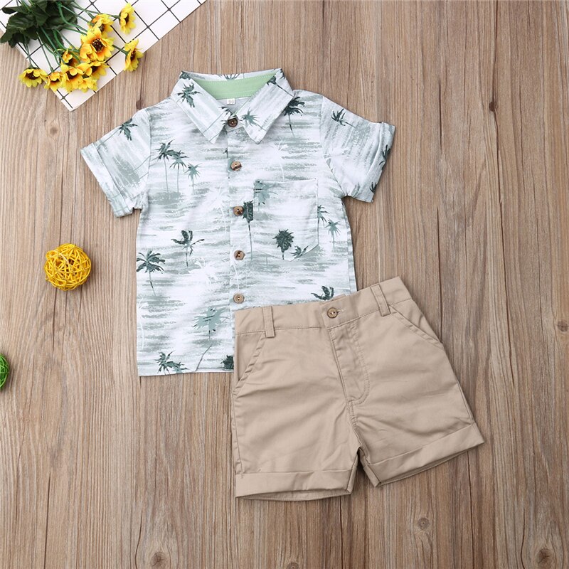 Conjunto de ropa de bebé niño lindo estilo bohemio estampado Tops camiseta pantalones cortos Caballero traje Formal niños trajes niños traje