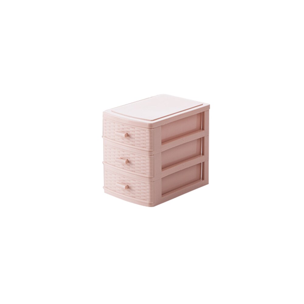 3/2 Drawer Locker Organizer, Desk Organizer with 3/2 Compartment Mini Cabinet Drawer, Plastic Jewelry Box/Cosmetic Organizer: Pink 3 layers