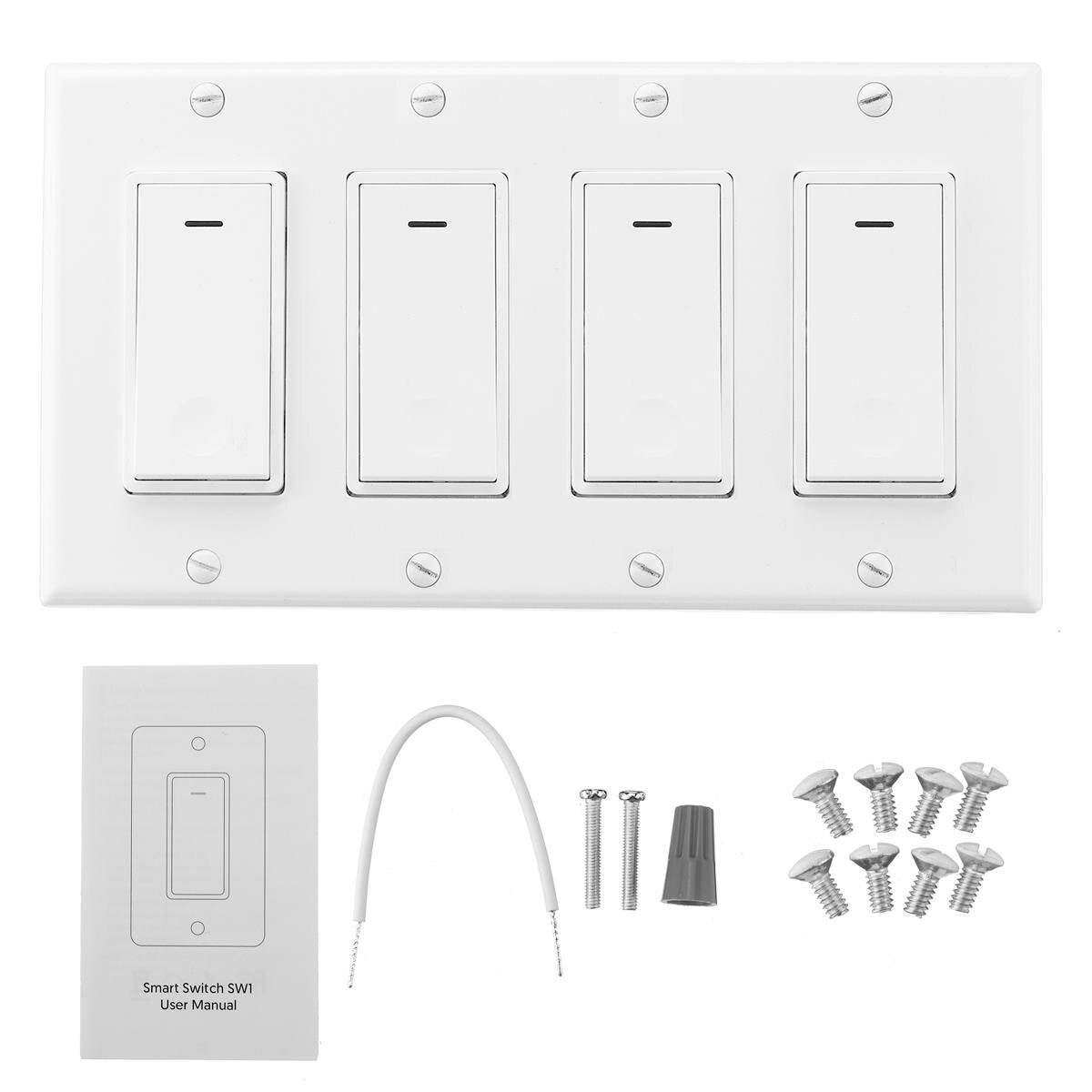2/3/4 Gang WiFi Smart Home Light Wall Switch Socket Push Button Modern Panel Tuya Wireless Compatible For Alexa For Google Home