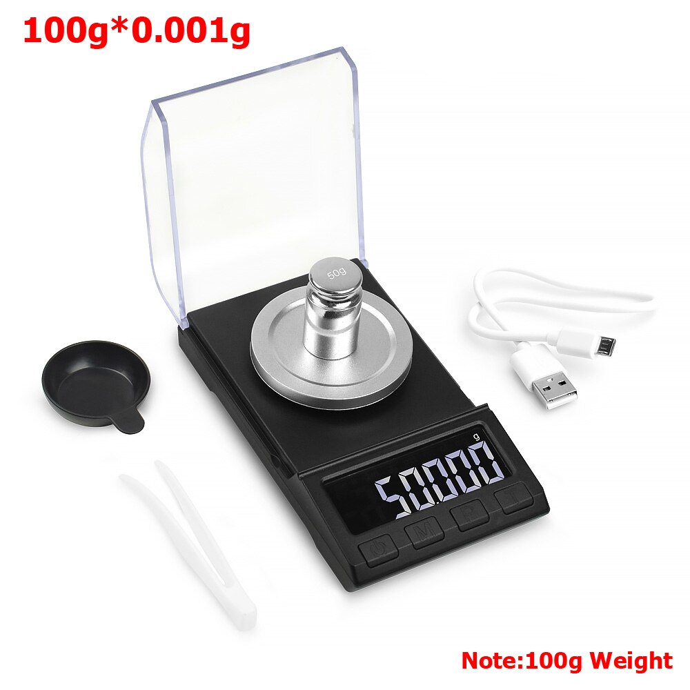 NEWACALOX 50g/100g/200g precyzyjna waga cyfrowa 0.001g waga wagi elektroniczna waga jubilerska zasilany z USB ważenie lecznicze: 8068-100G Scale