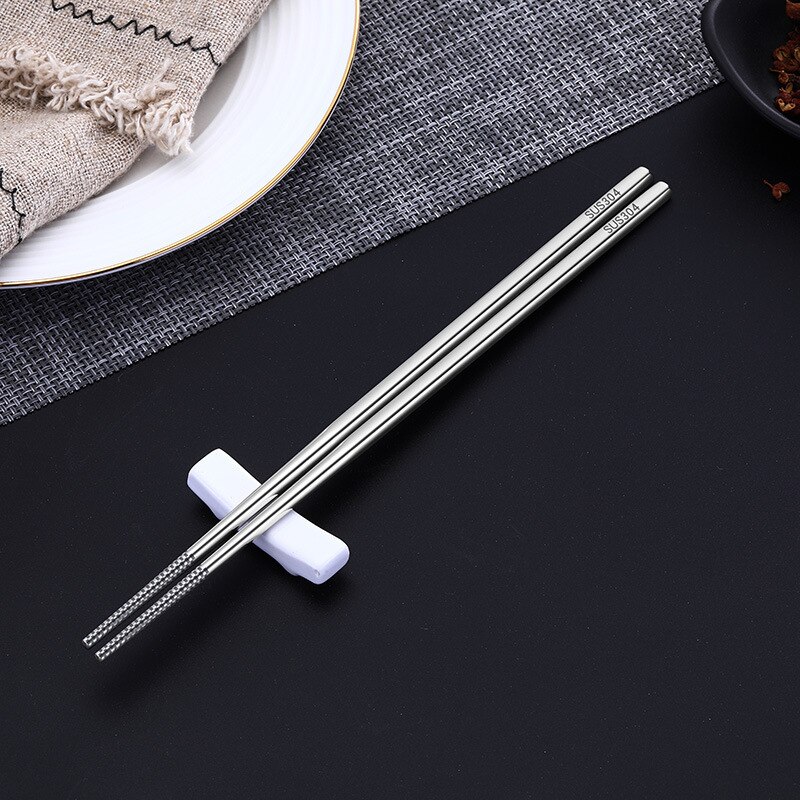 1 Paar Luxe Rvs Chopstick Set Metalen Chinese Zilveren Kind Eetstokjes Voor Kids Sushi Voedsel Sticks Servies