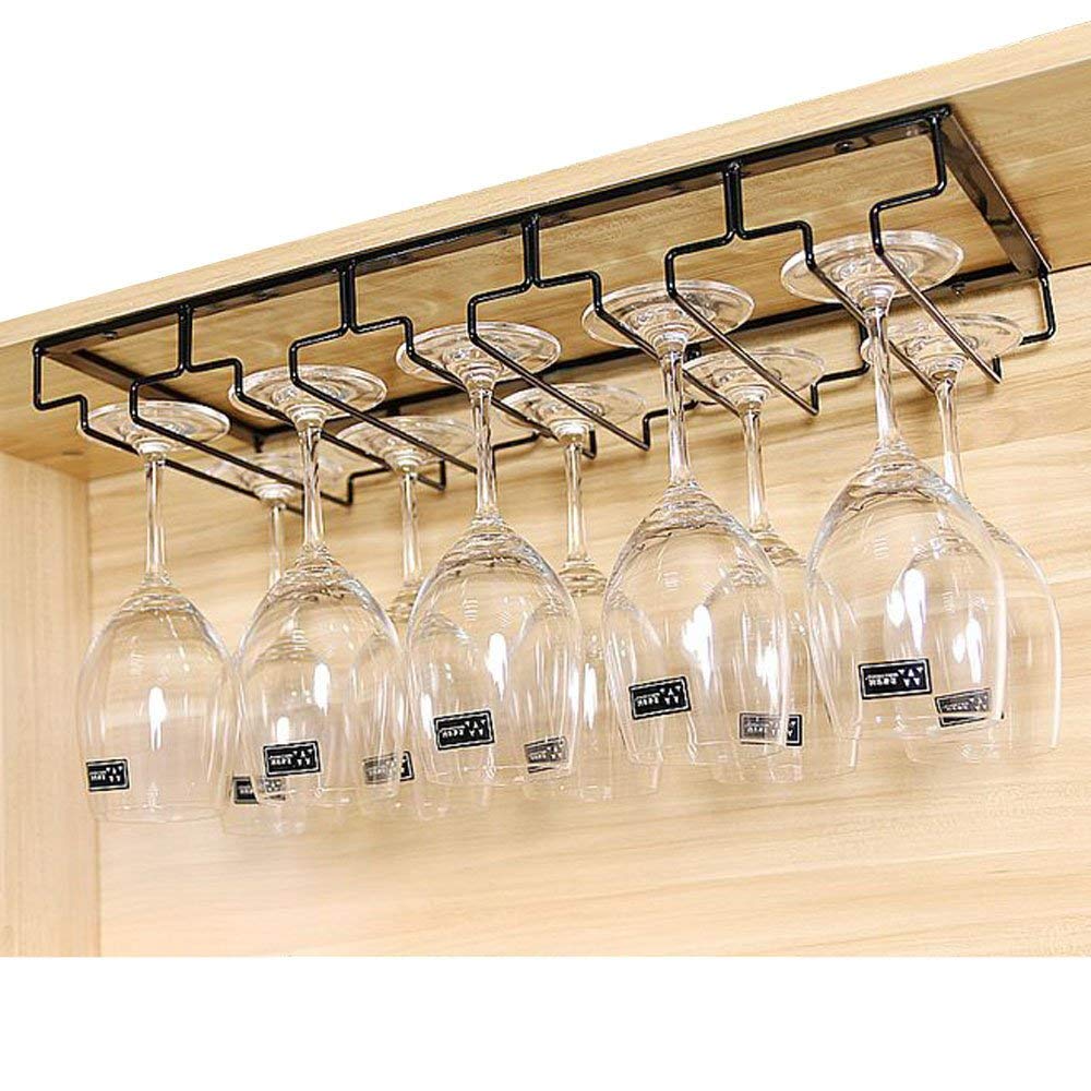 5 Rows Iron Steamware Hanger Wine Glass Holder Decorative Steamware Rack Under Cabinet Storage Hanging Bar Shelf Holders