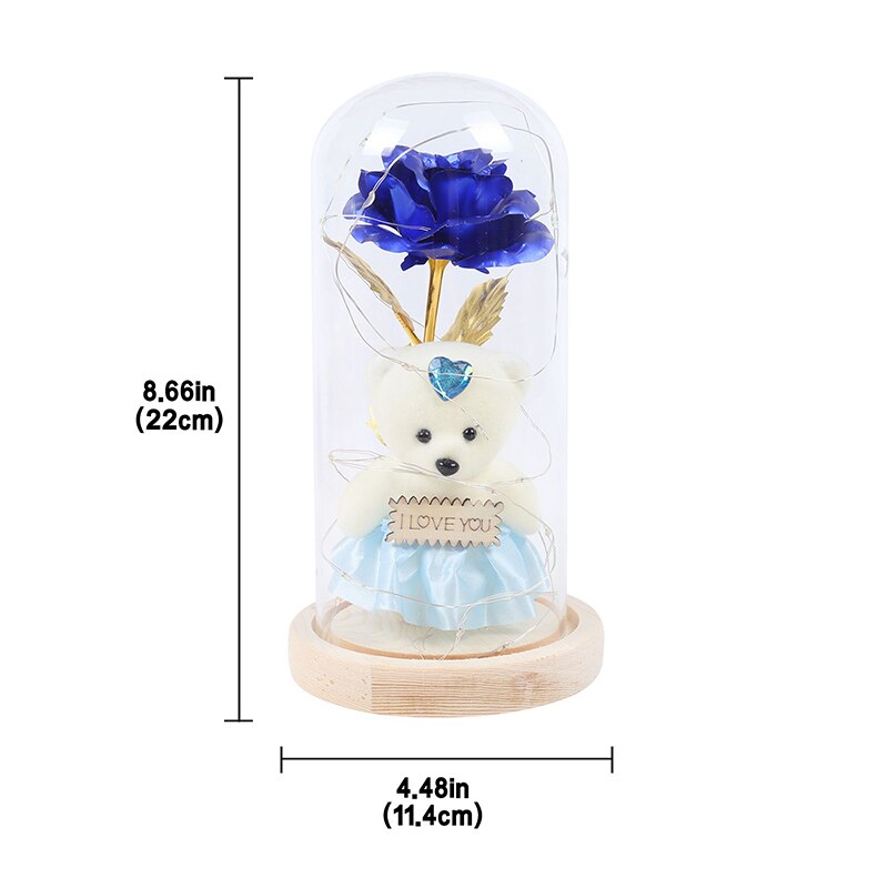 Galaxy Rose In Glass Dome With Lights Infinity Rose Flower Shines Valentine's day Best For Women Romantic