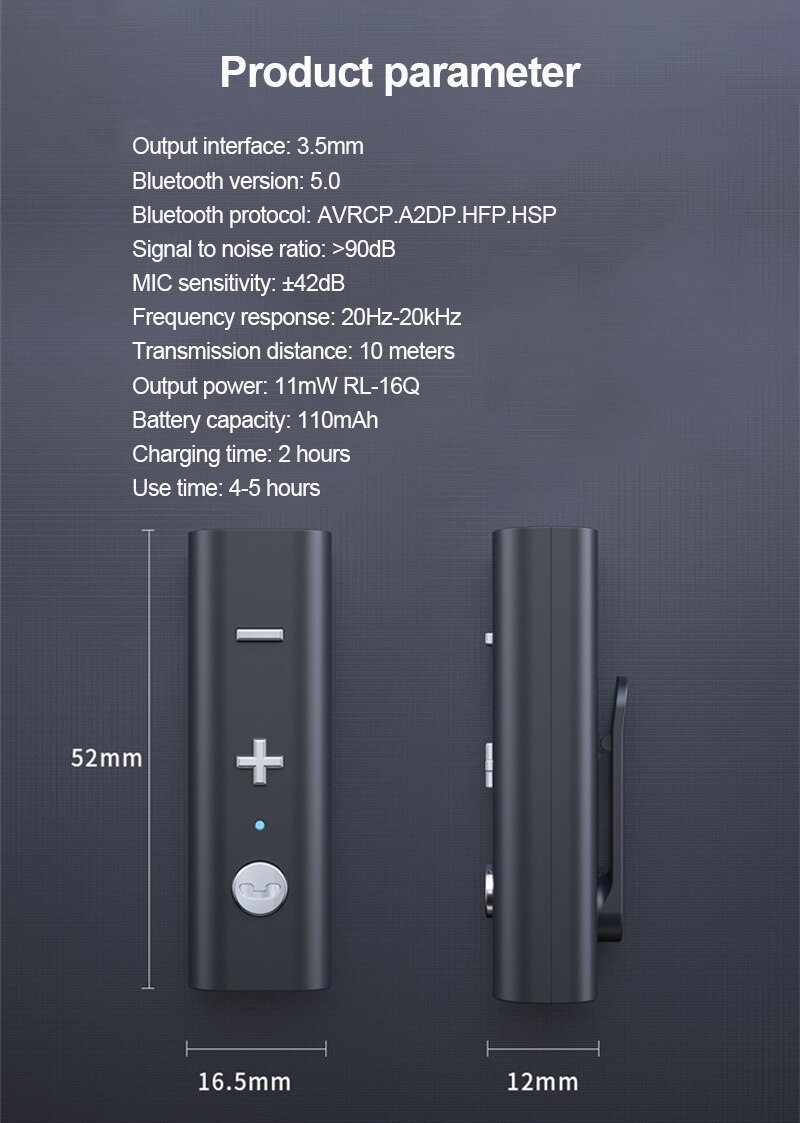 1PC Bluetooth 5.0 Adapter Receiver For 3.5mm Jack Earphone Wireless Adapter Bluetooth Auxiliary Audio Music Transmitter