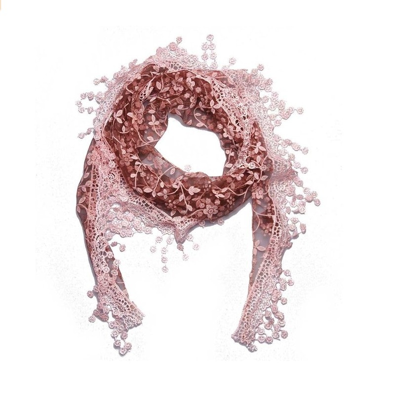 Kvinnors tofs franskant triangulär spets halsduk dam spets ihåliga tofs halsdukar wrap sjal triangel stal mjuk scarf